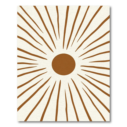 Earthy Sunburst Radiating Lines Rug