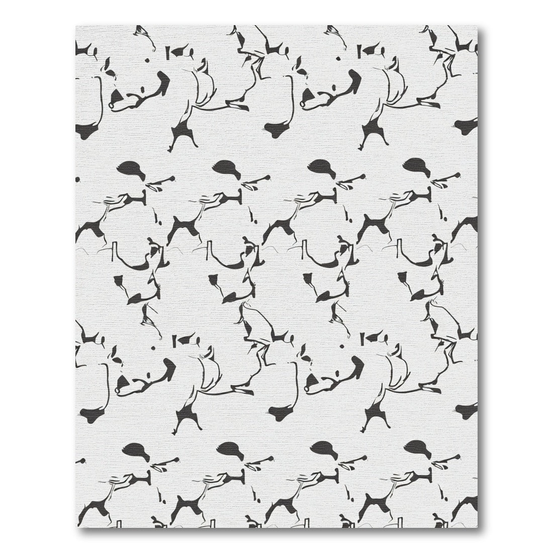 Black White Abstract Figures Repeat Rug