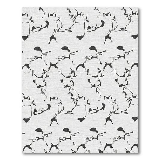 Black White Abstract Figures Repeat Rug