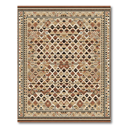 Earthy Geometric Diamond Lattice Rug