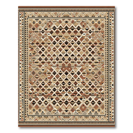 Earthy Geometric Diamond Lattice Rug