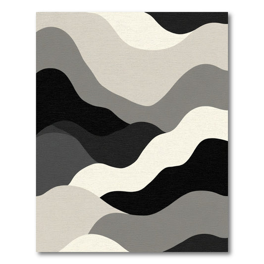 Monochromatic Wavy Landscape Layering Rug