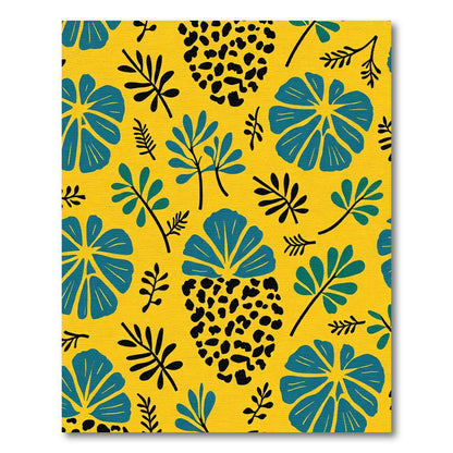 Exotic Teal and Black Floral Leopard Rug