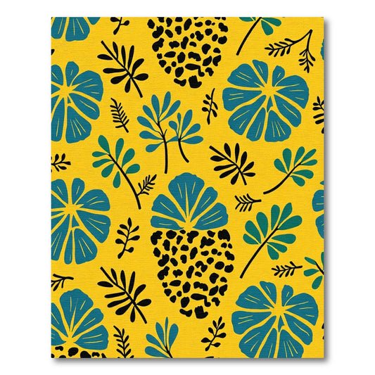 Exotic Teal and Black Floral Leopard Rug
