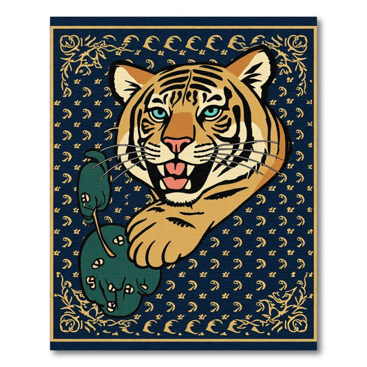 Bold Tiger Dark Blue Floral Rug