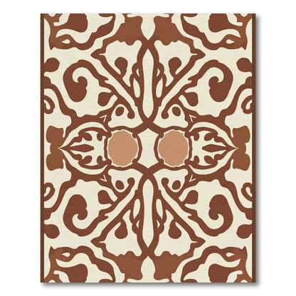 Symmetrical Earth Tones Scrollwork Rug