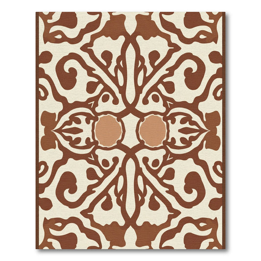 Symmetrical Earth Tones Scrollwork Rug