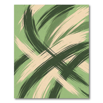 Sage Green Abstract Intersecting Brush Strokes Rug
