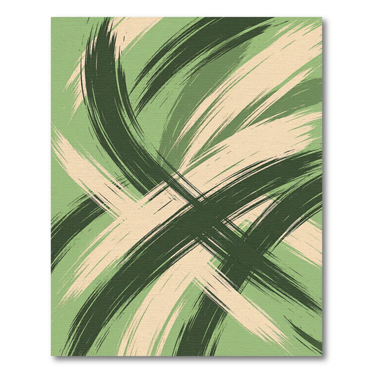 Sage Green Abstract Intersecting Brush Strokes Rug
