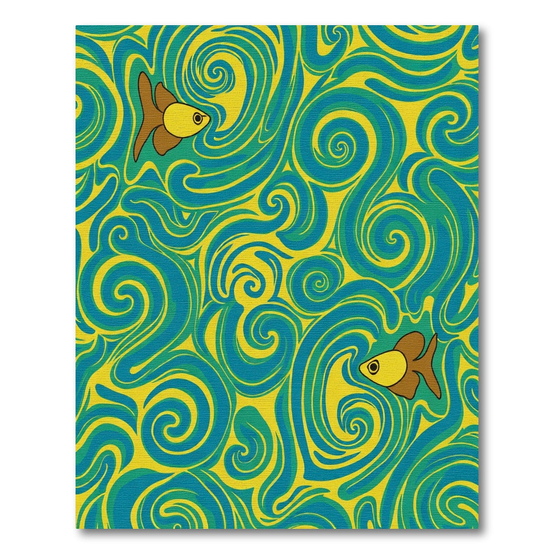 Whimsical Goldfish Swirl Teal Rug