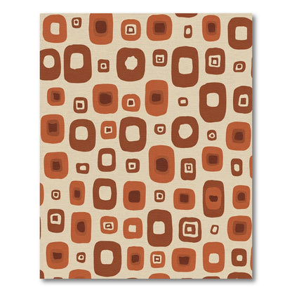 Retro Rounded Square Abstract Terra Cotta Rug