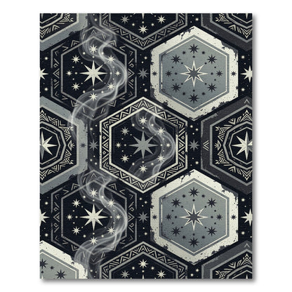 Celestial Hexagon Starry Sky Charcoal Decor Rug