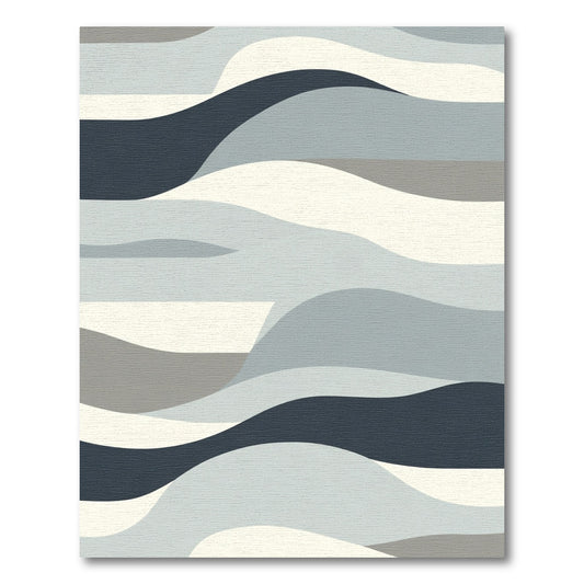 Cool Blue Wave Abstract Flow Rug