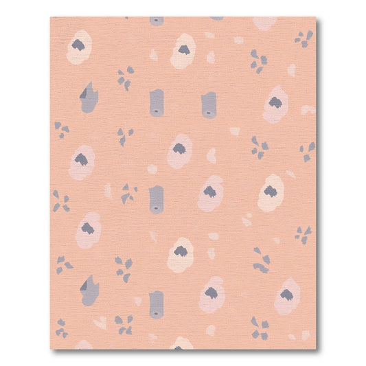 Soft Peach Abstract Floral Garden Rug