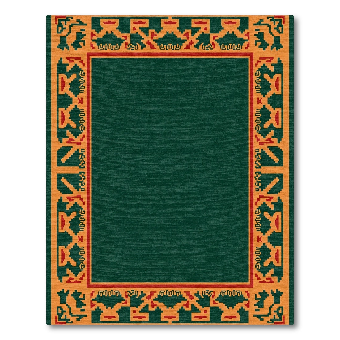 Bold Ochre Red Geometric Border Rug