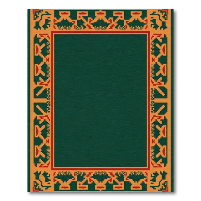 Bold Ochre Red Geometric Border Rug