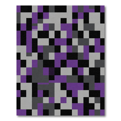 Purple Black Gray Pixelated Geometric Rug