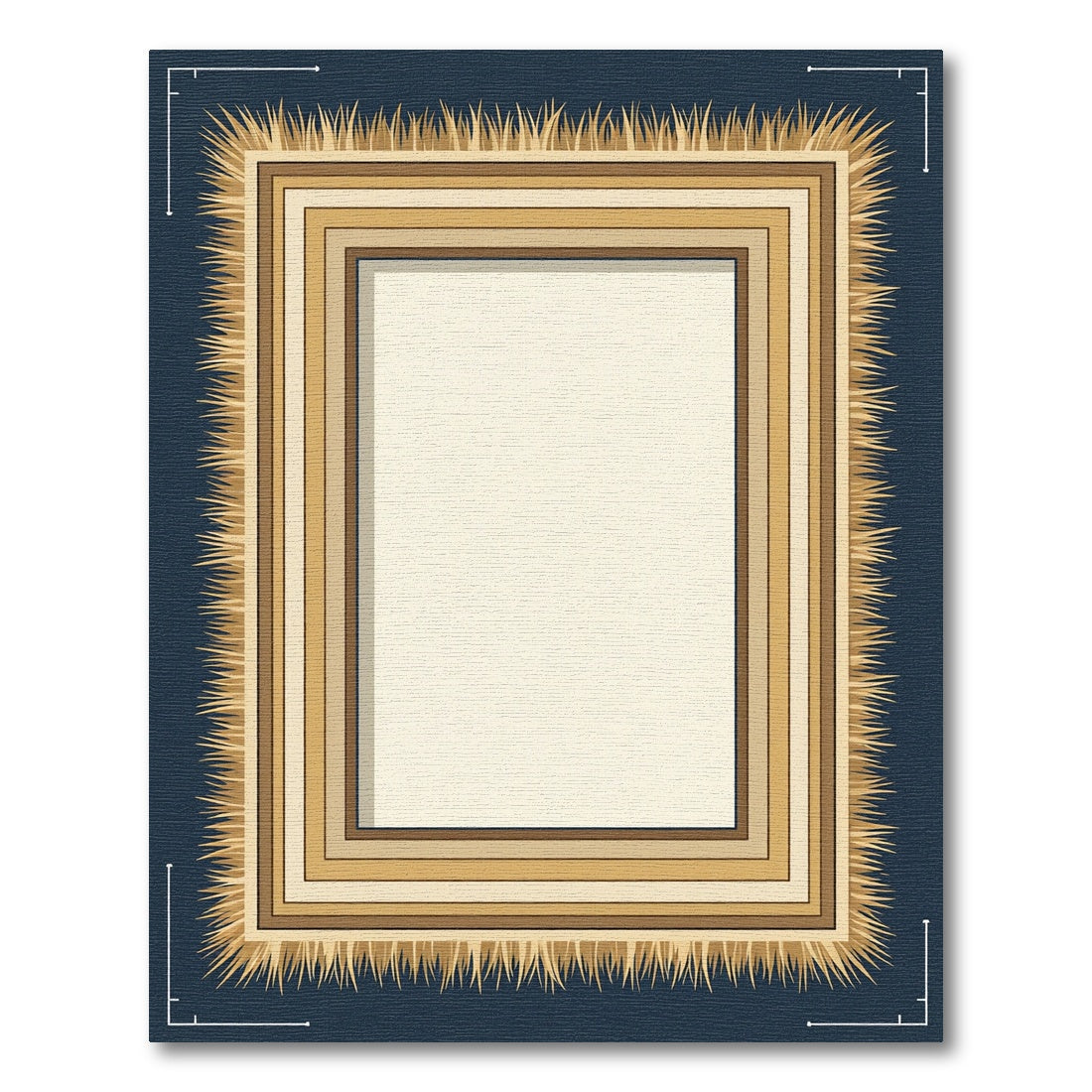 Golden Straw Bordered Rectangle Rug