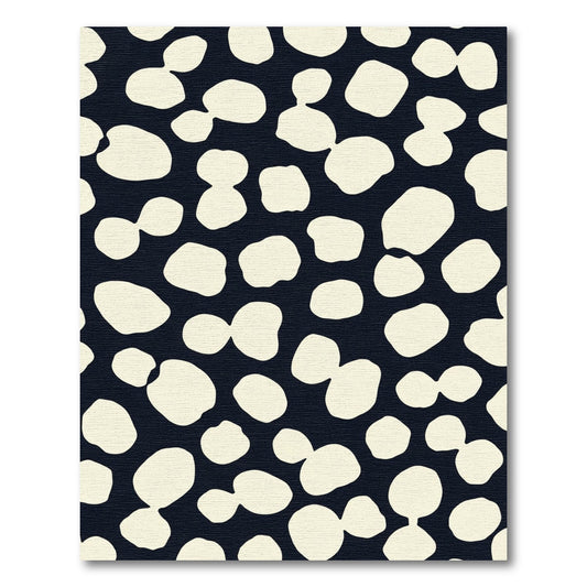 Cream Pebble Dark Navy Abstract Rug