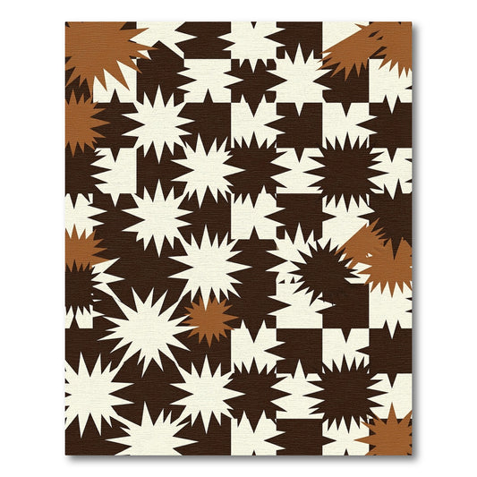 Chocolate Beige Spiky Starburst Check Rug