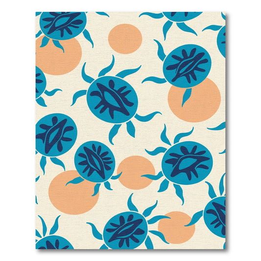 Coastal Blue Sunburst Circles Rug