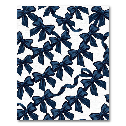 Elegant Midnight Blue Bow Repeat Rug