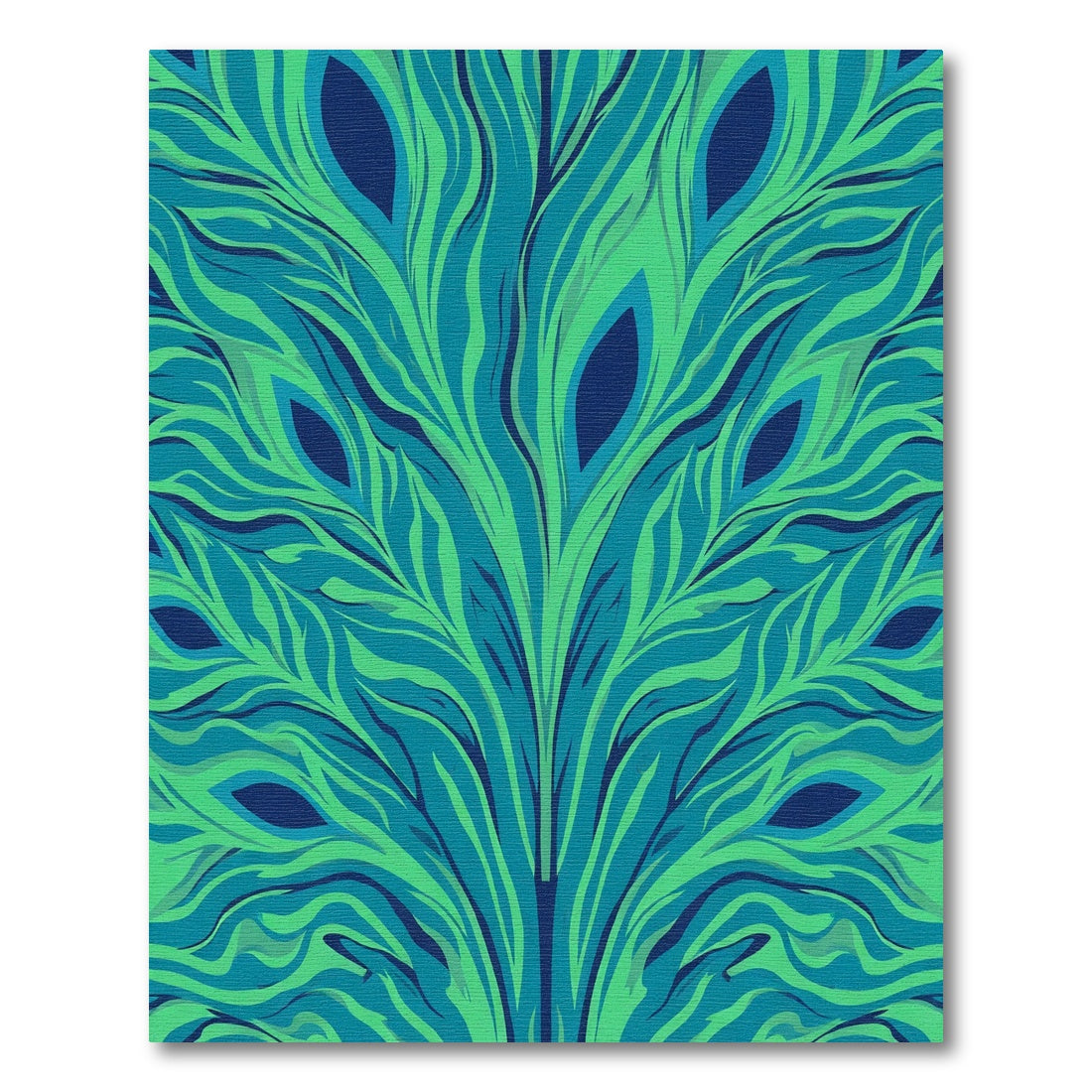 Blue Green Feather Fluid Lines Rug