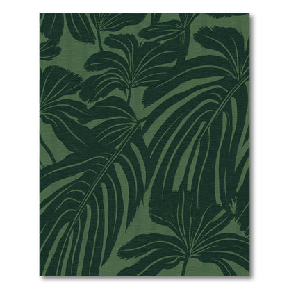 Dark Green Tropical Leaf Stripe Rug