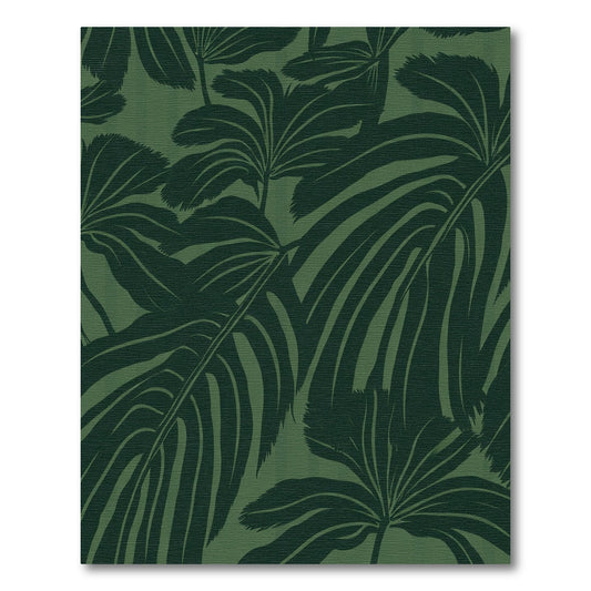 Dark Green Tropical Leaf Stripe Rug