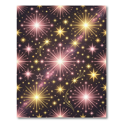 Celestial Gold and Rose Starry Night Rug