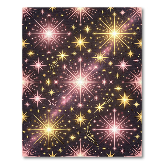 Celestial Gold and Rose Starry Night Rug