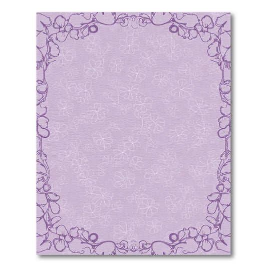 Pastel Lavender Floral Frame Rug