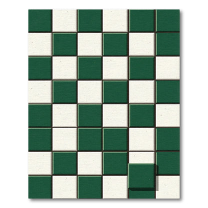 Emerald White Checkerboard Squares Rug