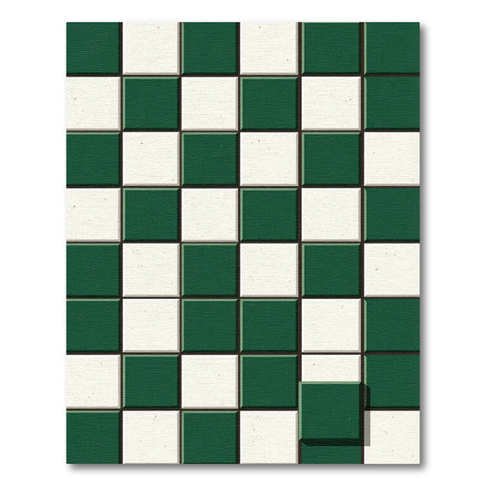 Emerald White Checkerboard Squares Rug