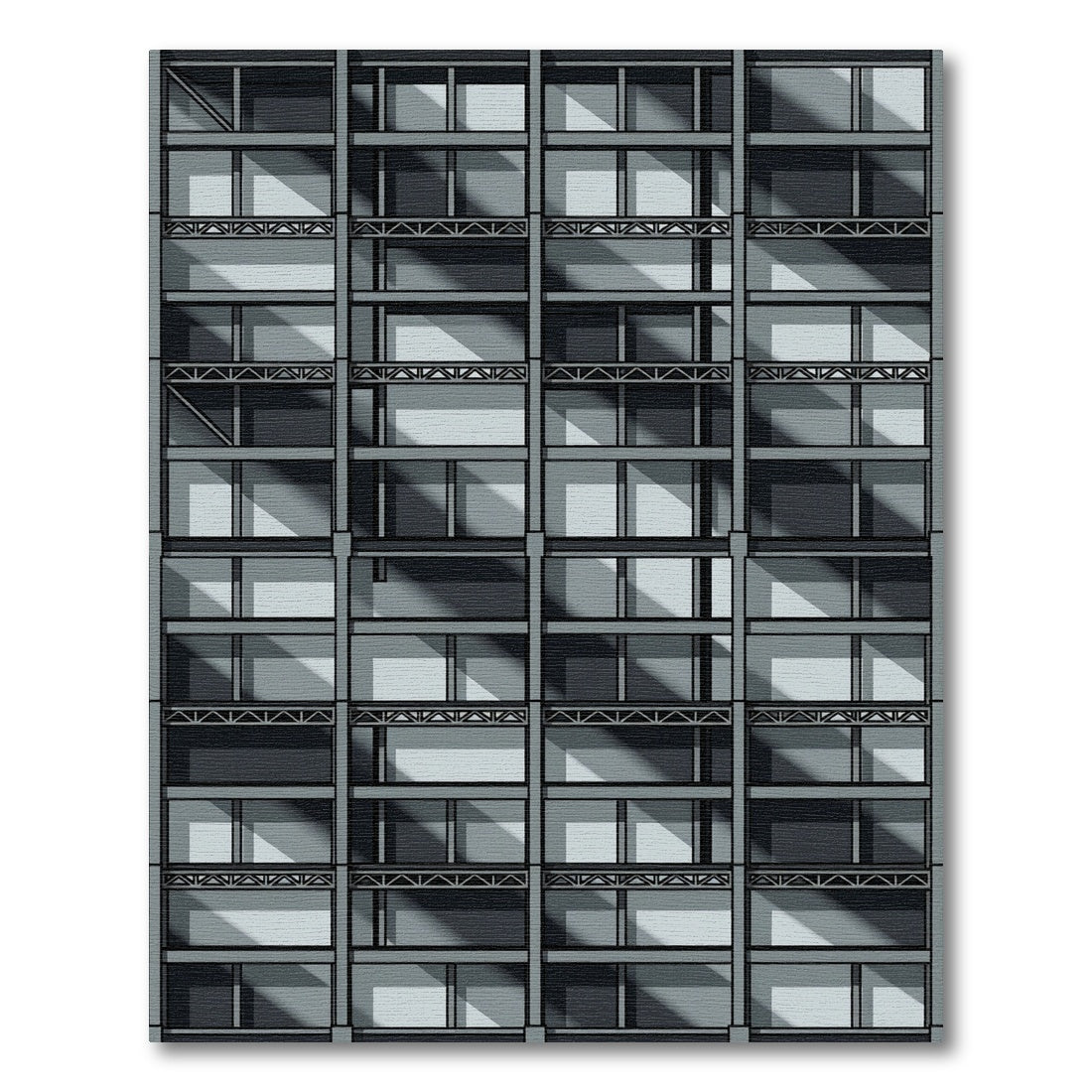 Geometric Building Facade Shadow Rug