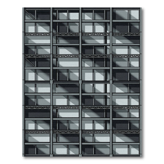 Geometric Building Facade Shadow Rug
