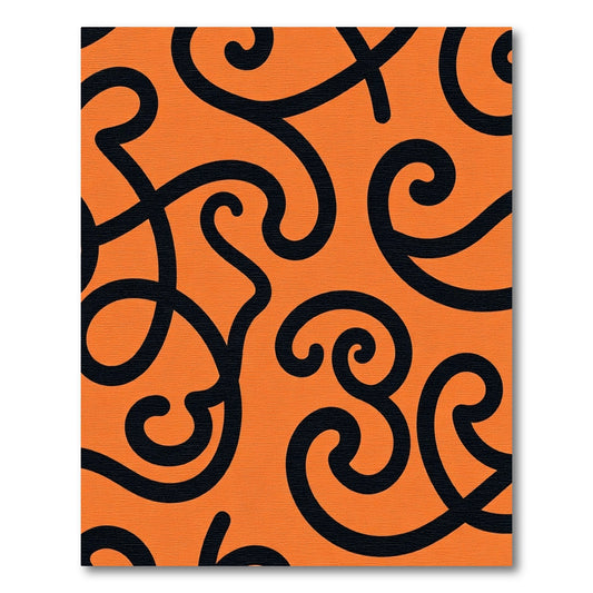 Bold Black Swirls Orange Rug