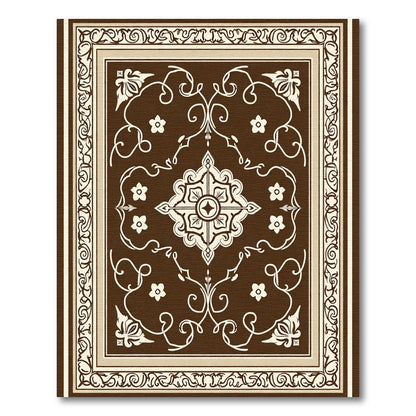 Brown Cream Intricate Floral Medallion Rug
