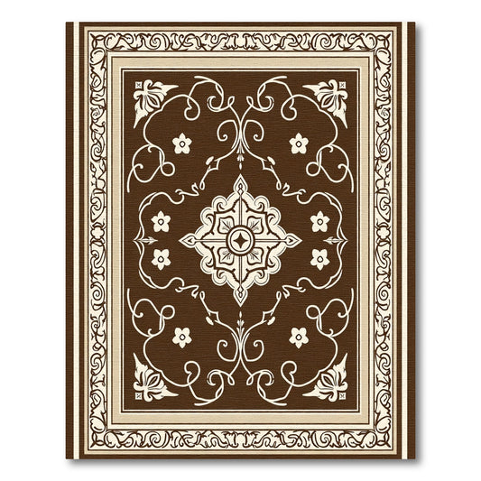 Brown Cream Intricate Floral Medallion Rug