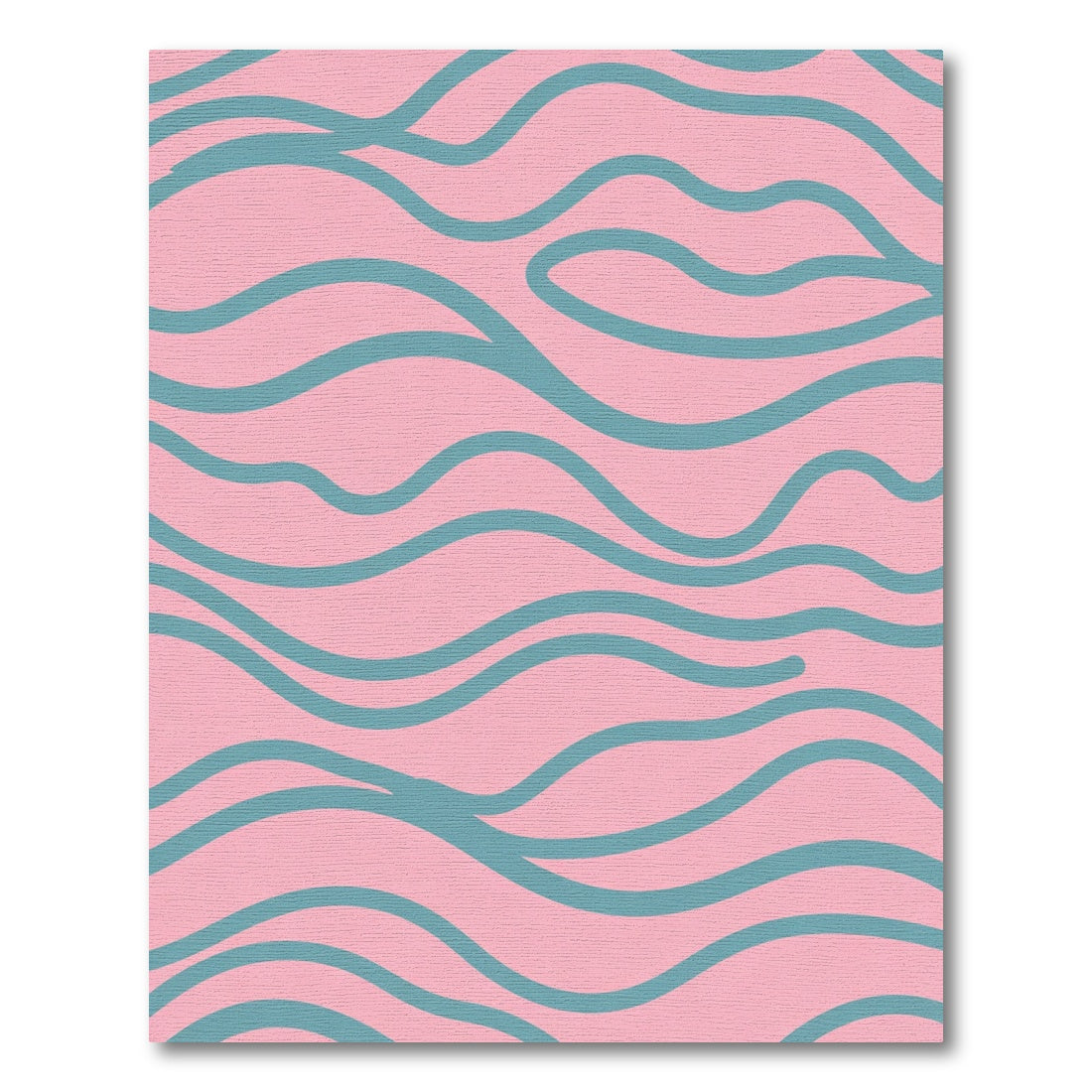 Blush Teal Abstract Wavy Lines Rug