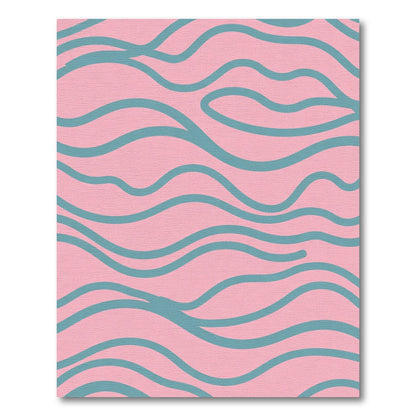 Blush Teal Abstract Wavy Lines Rug