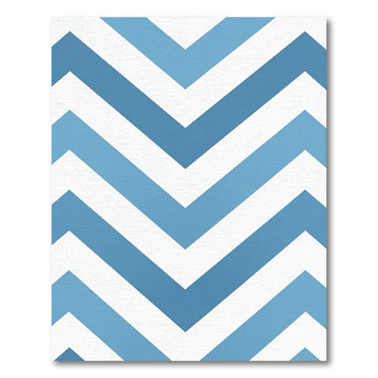 Modern Blue Chevron Geometric Chevron Rug