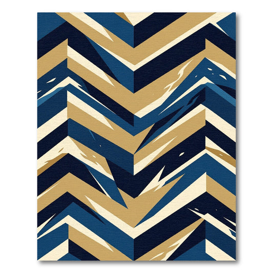 Navy and Gold Geometric Chevron Rug