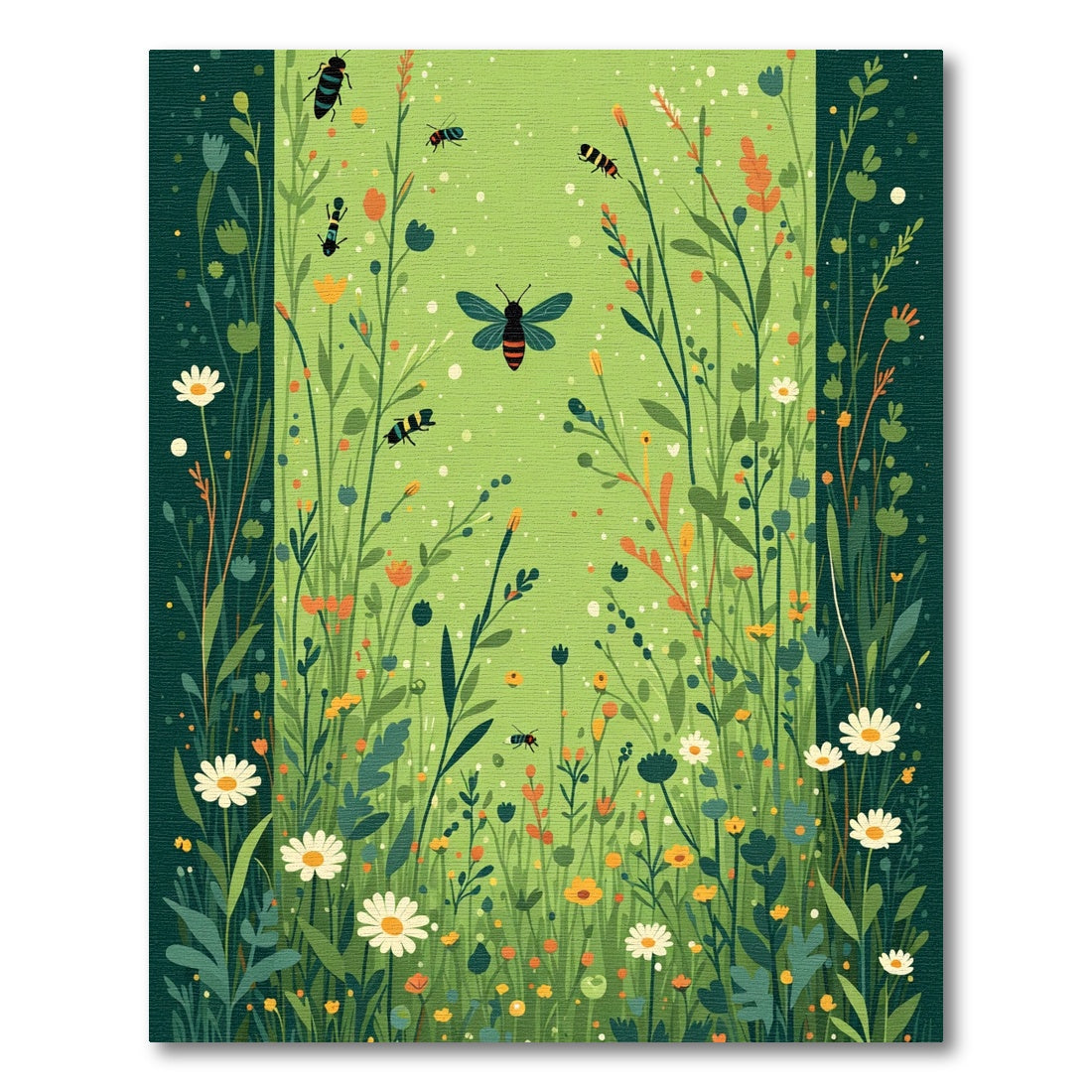 Whimsical Bee Garden Meadow Rug