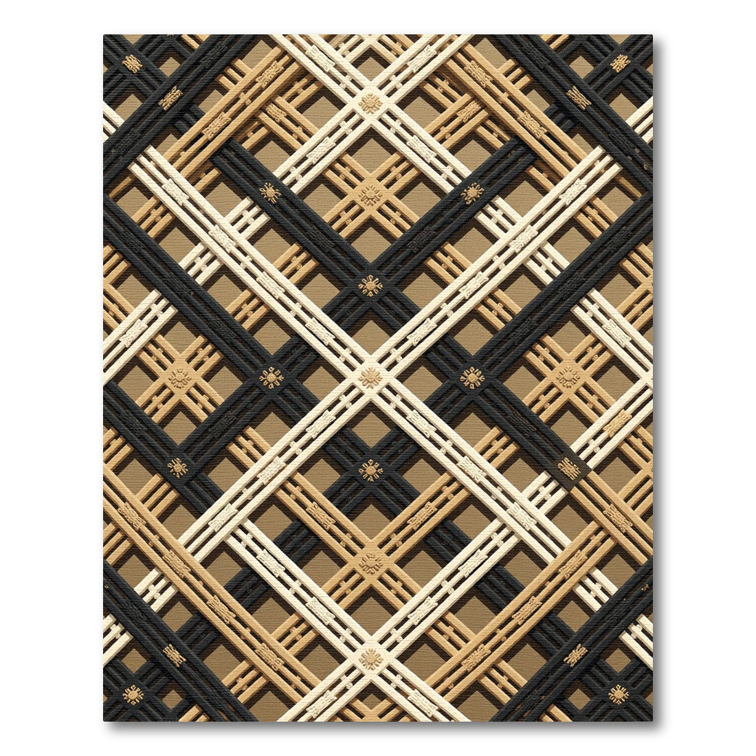 Geometric Lattice Diamond Weave Rug