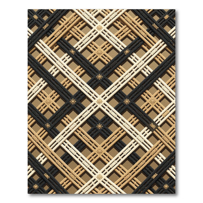 Geometric Lattice Diamond Weave Rug