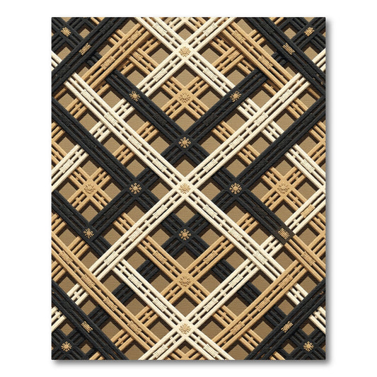 Geometric Lattice Diamond Weave Rug