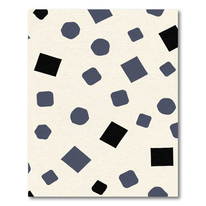 Modern Black Blue Shape Scatter Rug