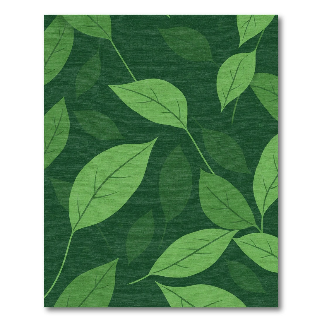 Deep Green Leafy Branches Tile Rug