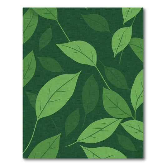Deep Green Leafy Branches Tile Rug